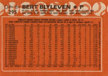 1988 O-Pee-Chee #295 Bert Blyleven Back