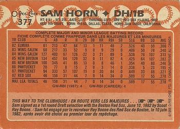 1988 O-Pee-Chee #377 Sam Horn Back