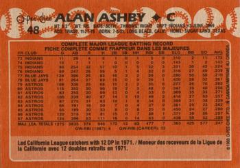 1988 O-Pee-Chee #48 Alan Ashby Back