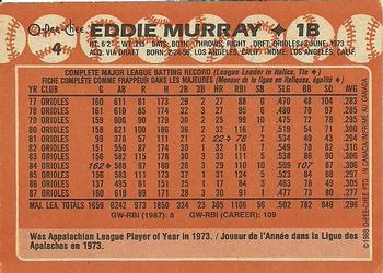 1988 O-Pee-Chee #4 Eddie Murray Back