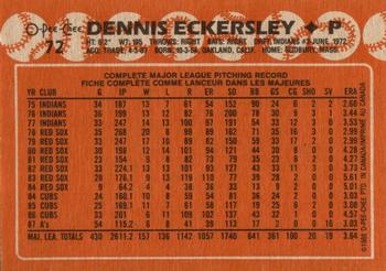 1988 O-Pee-Chee #72 Dennis Eckersley Back