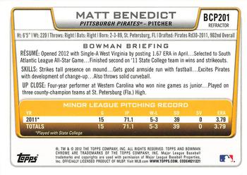 2012 Bowman Chrome - Prospects Refractors #BCP201 Matt Benedict Back