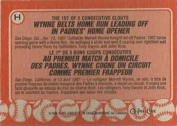 1988 O-Pee-Chee - Wax Box Bottom Panels Singles #H Marvell Wynne Back
