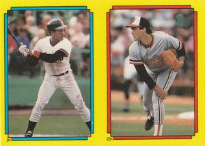 1988 Topps Stickers #91 / 231 Jose Uribe / Mike Boddicker Front