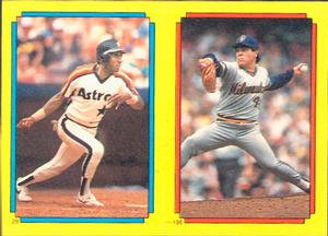1988 Topps Stickers #29 / 196 Kevin Bass / Teddy Higuera Front