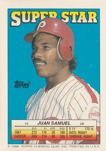 1988 Topps Stickers - Super Star Backs #5 Juan Samuel Front