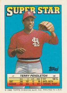 1988 Topps Stickers - Super Star Backs #7 Terry Pendleton Front