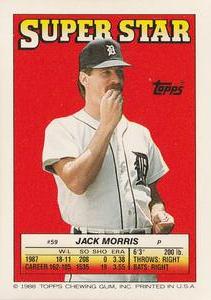 1988 Topps Stickers - Super Star Backs #59 Jack Morris Front