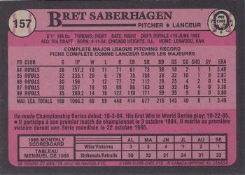 1989 O-Pee-Chee #157 Bret Saberhagen Back