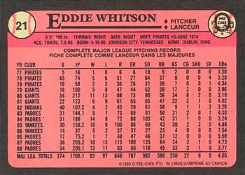 1989 O-Pee-Chee #21 Eddie Whitson Back