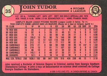 1989 O-Pee-Chee #35 John Tudor Back