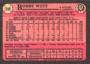 1989 O-Pee-Chee #38 Bobby Witt Back