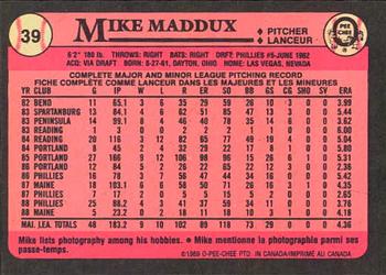 1989 O-Pee-Chee #39 Mike Maddux Back