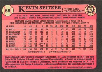 1989 O-Pee-Chee #58 Kevin Seitzer Back