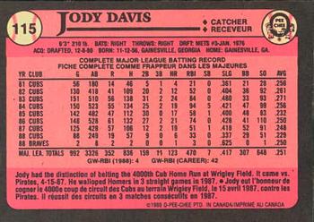 1989 O-Pee-Chee #115 Jody Davis Back
