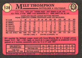 1989 O-Pee-Chee #128 Milt Thompson Back