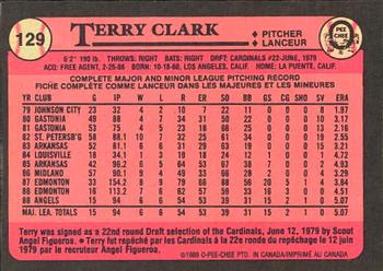 1989 O-Pee-Chee #129 Terry Clark Back