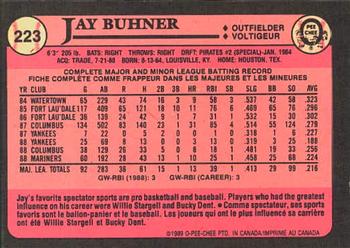 1989 O-Pee-Chee #223 Jay Buhner Back