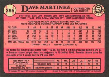 1989 O-Pee-Chee #395 Dave Martinez Back