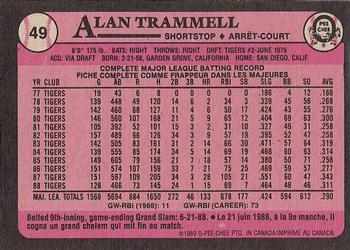1989 O-Pee-Chee #49 Alan Trammell Back