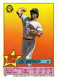1989 O-Pee-Chee Stickers #282 Lou Whitaker Back