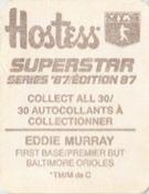 1987 Hostess Superstar Series '87 Stickers #18 Eddie Murray Back