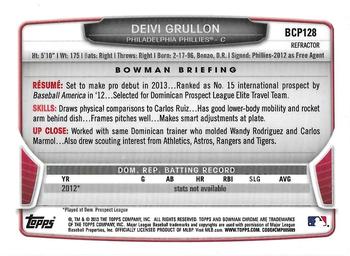 2013 Bowman Chrome - Prospects X-Fractors #BCP128 Deivi Grullon Back
