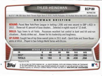 2013 Bowman Chrome - Prospects X-Fractors #BCP180 Tyler Heineman Back