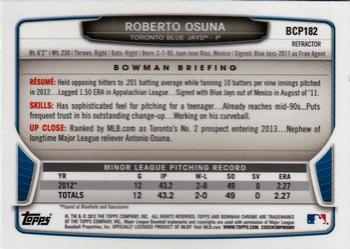 2013 Bowman Chrome - Prospects X-Fractors #BCP182 Roberto Osuna Back