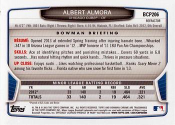 2013 Bowman Chrome - Prospects X-Fractors #BCP206 Albert Almora Back