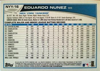 2013 Topps New York Yankees #NYY-16 Eduardo Nunez Back