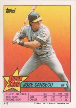 1989 Topps Stickers - Super Star Backs #13 Jose Canseco Front