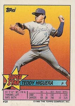 1989 Topps Stickers - Super Star Backs #28 Teddy Higuera Front