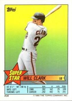1989 Topps Stickers - Super Star Backs #34 Will Clark Front