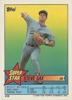 1989 Topps Stickers - Super Star Backs #39 Steve Sax Front