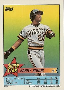 1989 Topps Stickers - Super Star Backs #46 Barry Bonds Front