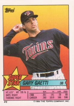 1989 Topps Stickers - Super Star Backs #8 Gary Gaetti Front
