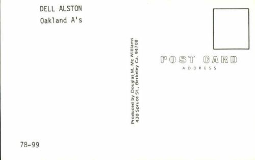 1978 Doug McWilliams Postcards #78-99 Dell Alston Back