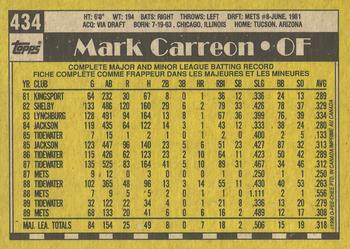 1990 O-Pee-Chee #434 Mark Carreon Back