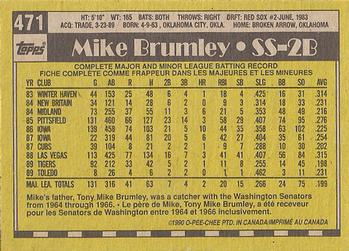 1990 O-Pee-Chee #471 Mike Brumley Back