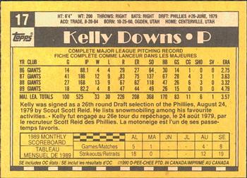 1990 O-Pee-Chee #17 Kelly Downs Back
