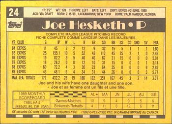 1990 O-Pee-Chee #24 Joe Hesketh Back