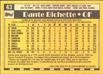 1990 O-Pee-Chee #43 Dante Bichette Back