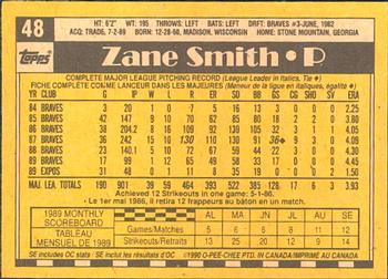 1990 O-Pee-Chee #48 Zane Smith Back