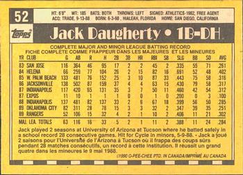 1990 O-Pee-Chee #52 Jack Daugherty Back