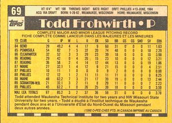 1990 O-Pee-Chee #69 Todd Frohwirth Back