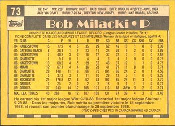 1990 O-Pee-Chee #73 Bob Milacki Back