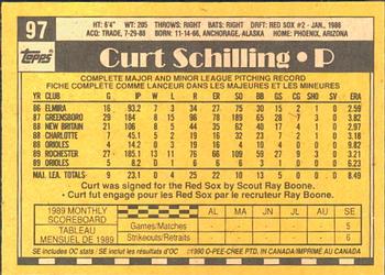 1990 O-Pee-Chee #97 Curt Schilling Back