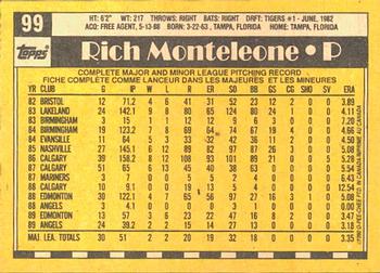 1990 O-Pee-Chee #99 Rich Monteleone Back