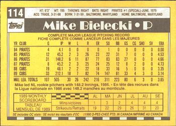 1990 O-Pee-Chee #114 Mike Bielecki Back